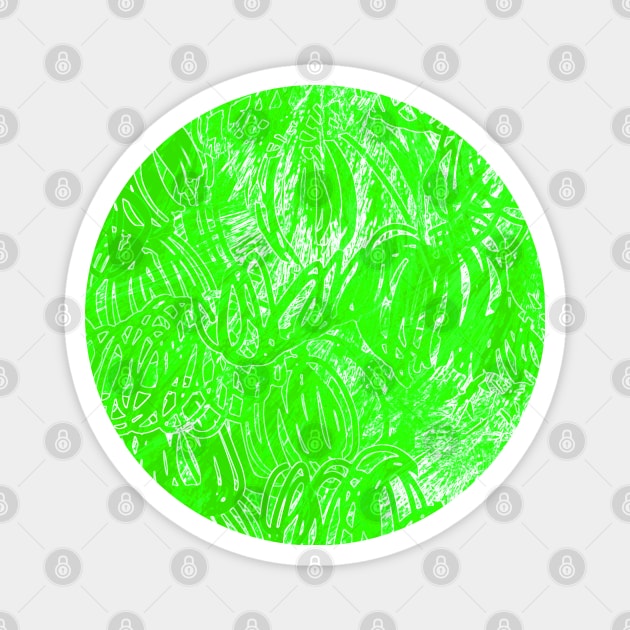 Green Abstract Tropical Circular Design Magnet by jen28